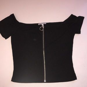 Black crop top with zip up front nice thick fabric